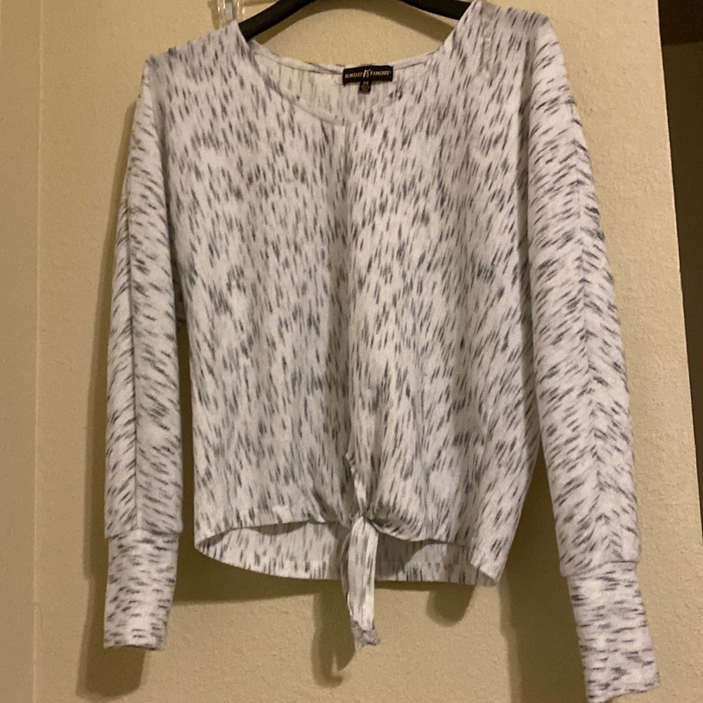 White/grey long sleeve shirt